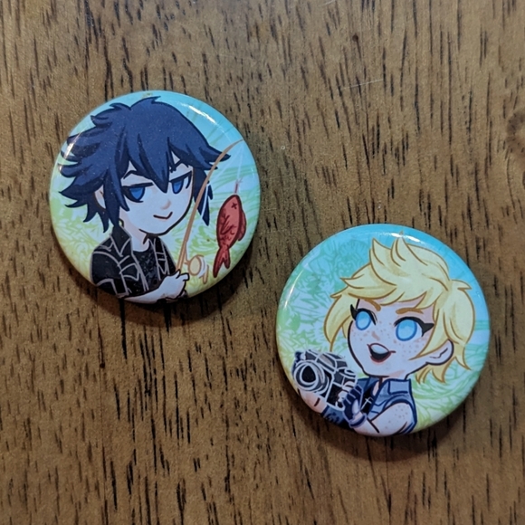 Final Fantasy XV Noctis and Prompto Button Pins - Picture 1 of 2